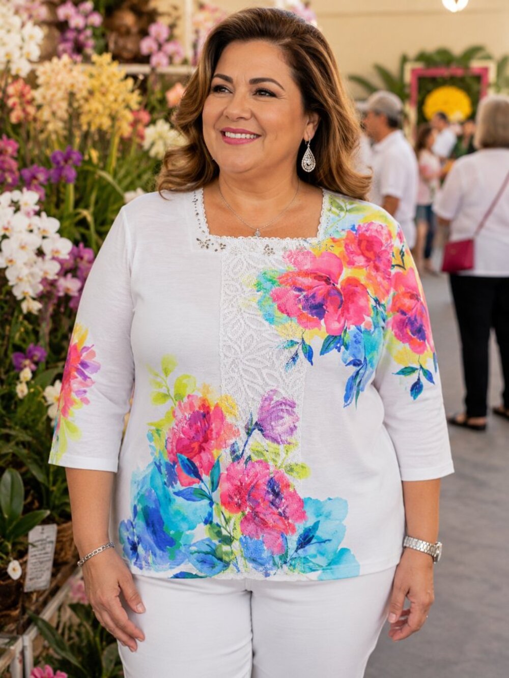 Alfred Dunner Floral Lace Top – Size XL
